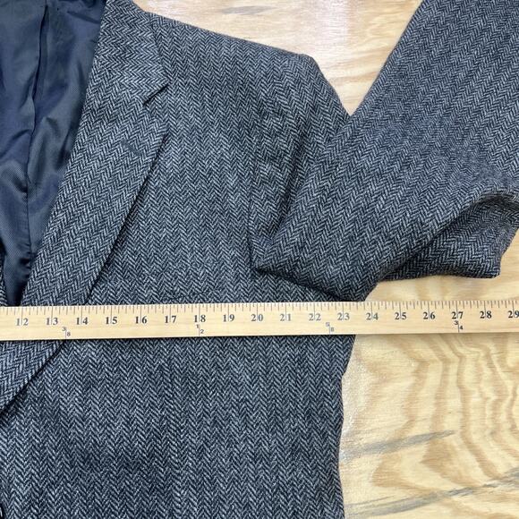 Vintage Barrington Herringbone Tweed Wool Sport Coat Jacket 44L Two Button Gray - Picture 12 of 16